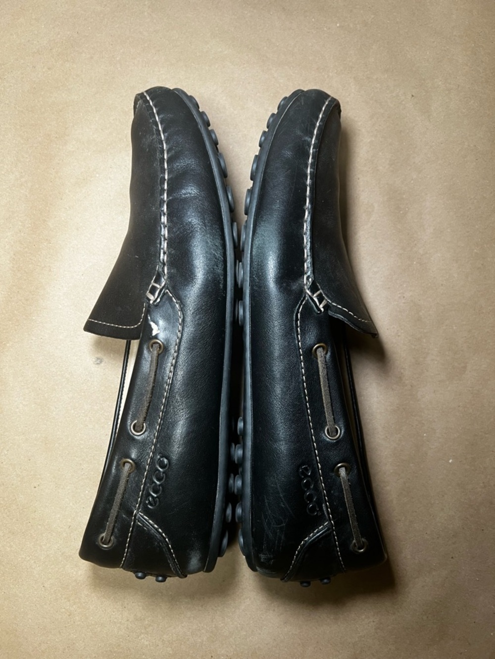 ECCO Men’s Black Leather Driving Loafers Moccasins Slip On Shoes EU 47 US 13 - Picture 14 of 16